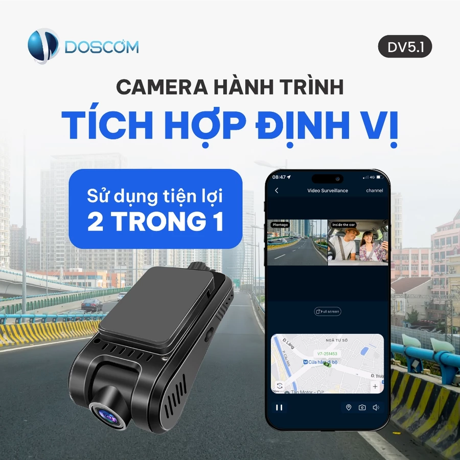 Camera Hanh Trinh Tich Hop Dinh Vi GPS DV5.1 Doscom Camera Hành Trình Tích Hợp Định Vị GPS DV5.1 Doscom