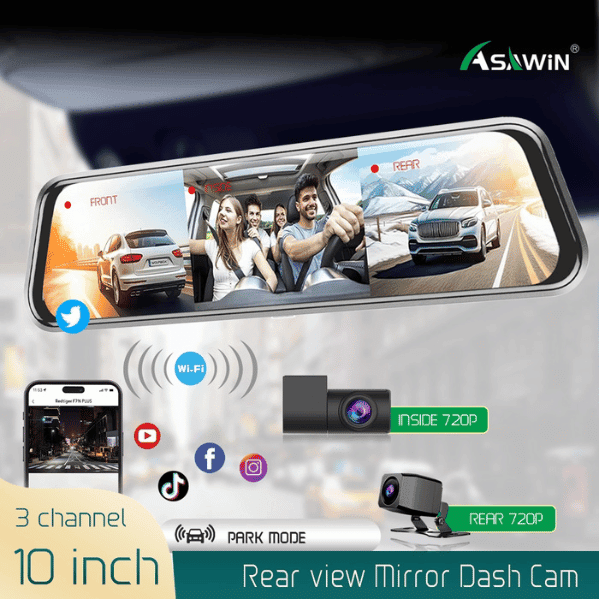 Camera hanh trinh Guong chieu hau Dash Cam 3 Camera hành trình Gương chiếu hậu Dash Cam 3