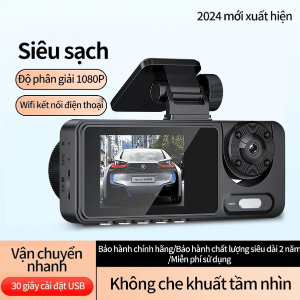 Camera hanh trinh o to man guong lon truoc 2K Camera hành trình ô tô màn gương lớn trước,sau 2K