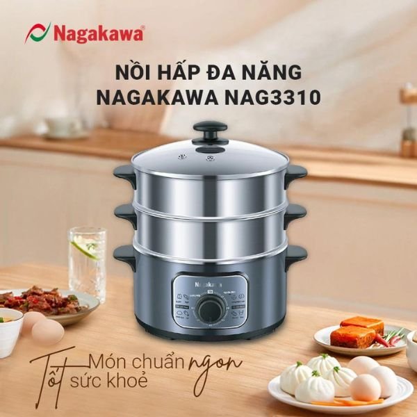 Nồi hấp điện inox đa năng Nagakawa NAG3310