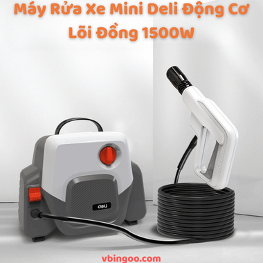 Máy Rửa Xe Mini Deli Động Cơ Lõi Đồng 1500W