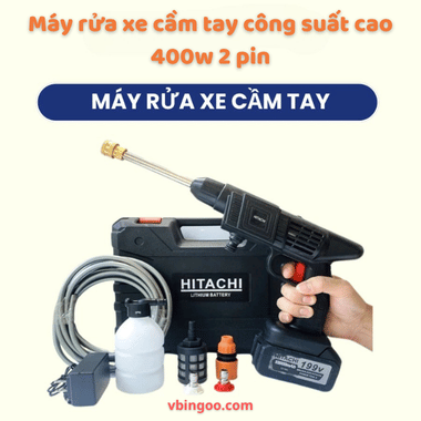 Máy rửa xe cầm tay công suất cao 400w 2 pin