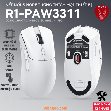 Chuột Gaming Không Dây Ziyou Attack Shark R1