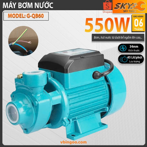 May bom nuoc hut nuoc GGG G QB60 550W Máy bơm nước, hút nước GGG - G-QB60 550W
