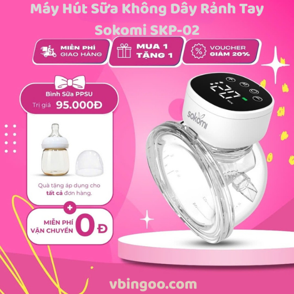 May Hut Sua Khong Day Ranh Tay Sokomi SKP 02 Máy Hút Sữa Không Dây Rảnh Tay Sokomi SKP-02
