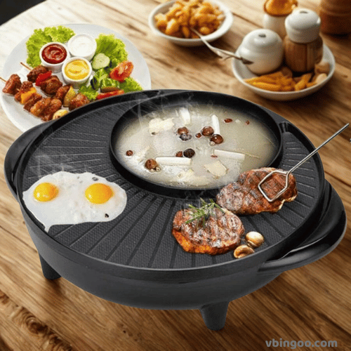Bep lau nuong dien Tron da nang 2 in 1 noi dia trung Bếp lẩu nướng điện Tròn đa năng 2 in 1 nội địa trung