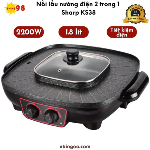 Noi lau nuong dien Sharp KS 38 Nồi lẩu nướng điện Sharp KS-38