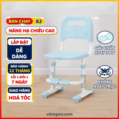 Ghế học sinh thông minh tăng giảm chiều cao có gác chân