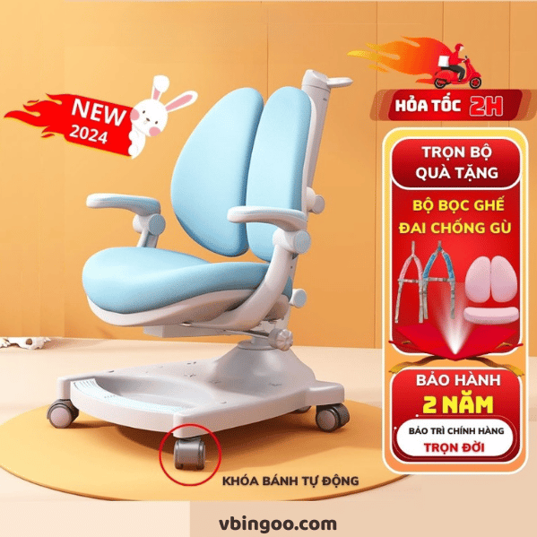 Ghe ngoi hoc sinh chong gu lung Lumili F4 Ghế ngồi học sinh chống gù lưng Lumili F4