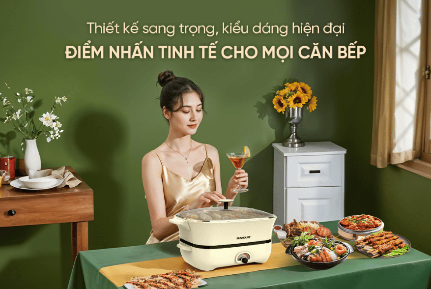 Noi Lau Dien Da Nang SUNHOUSE SHD4560 Nồi Lẩu Điện Đa Năng SUNHOUSE SHD4560