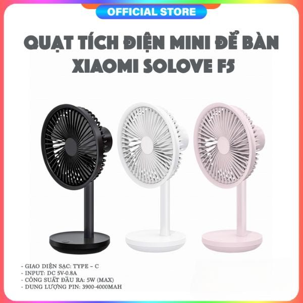 Quạt mini để bàn tích điện Xiaomi Solove F5