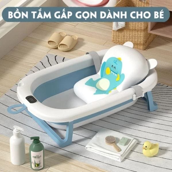 Chậu Tắm Gấp Gọn Cho Bé Chất Liệu Nhựa Có Vân Chống Trượt