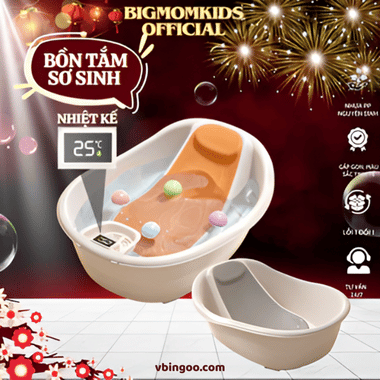 Bồn Tắm Liền Chậu Cho Trẻ Sơ Sinh Kiểu Mới Cảm Biến Nhiệt