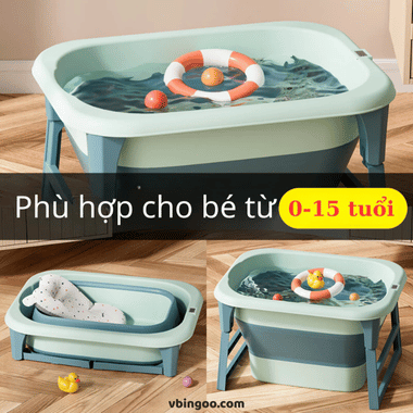 Bồn tắm cho bé gấp gọn, Chậu tắm cho bé có nhiệt kế