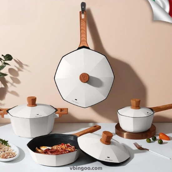 Chao chong dinh bat giac co nap Cate Maker Chảo chống dính bát giác có nắp Cate-Maker