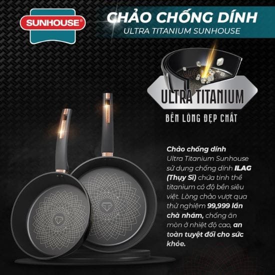 Chảo chống dính siêu cao cấp Ultra titanium Sunhouse