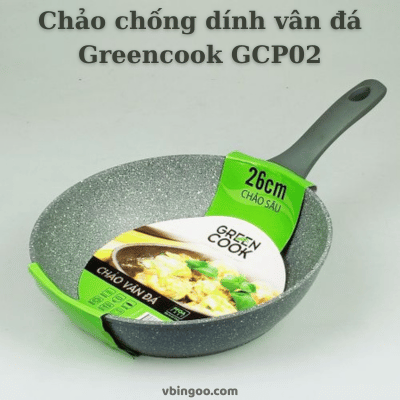 Chảo chống dính vân đá Greencook GCP02 chống dính PFOA 