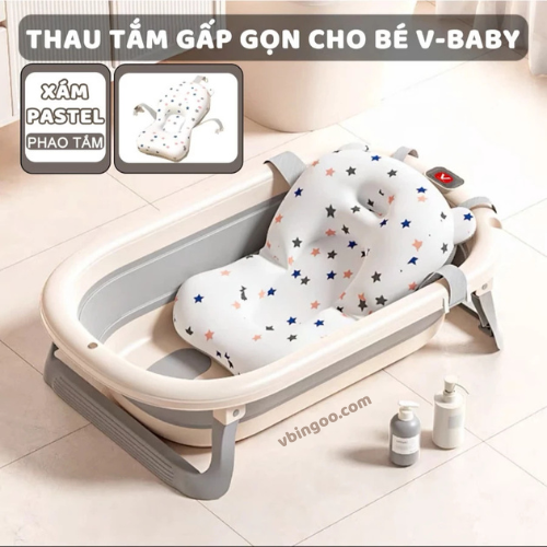 Chau Tam Gap Gon Cho Be So Sinh V BABY P01 Chậu Tắm Gấp Gọn Cho Bé Sơ Sinh V-BABY P01