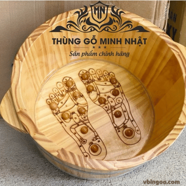 Chậu gỗ ngâm chân có hạt massage