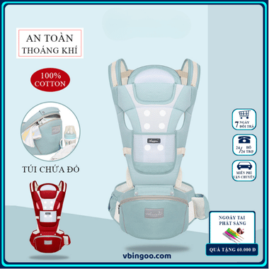 ĐAI ĐỊU EM BÉ CÓ BỆ NGỒI, NGĂN ĐỂ ĐỒ CHO BÉ TỪ 0- 36 THÁNG