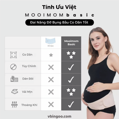 Đai Đỡ Bụng Bầu Co Giãn Tốt MOOIMOM basic