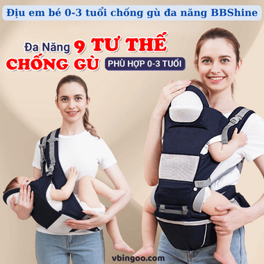 Địu em bé 0-3 tuổi chống gù đa năng BBShine