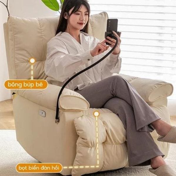 Ghế Bập Bênh Thư Giãn Ngả Điện Xoay 360 Độ ACACIA BEDDING