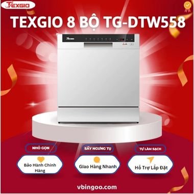 Máy rửa bát Texgio 8 Bộ TG-DTW558