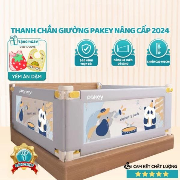 Thanh Chan Giuong cho be Pakey 2024 Nang Cap Thanh Chắn Giường cho bé Pakey 2024 Nâng Cấp