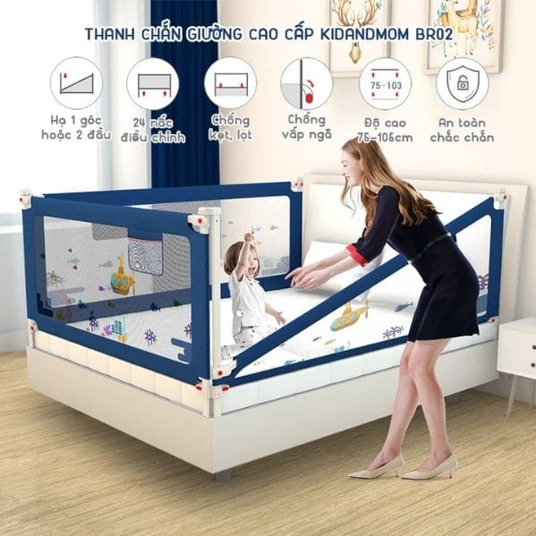 Thanh chan giuong cho be cao cap KidAndMom Thanh chắn giường cho bé cao cấp KidAndMom