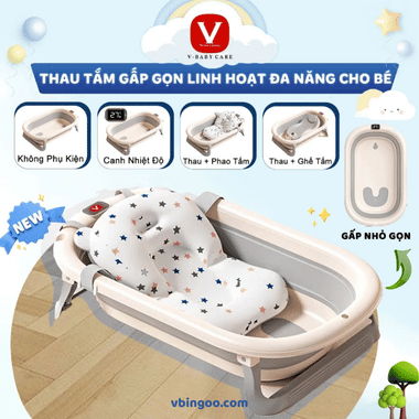 Thau Tắm Gấp Gọn Cho Bé Sơ Sinh V-BABY P01 - New 2025