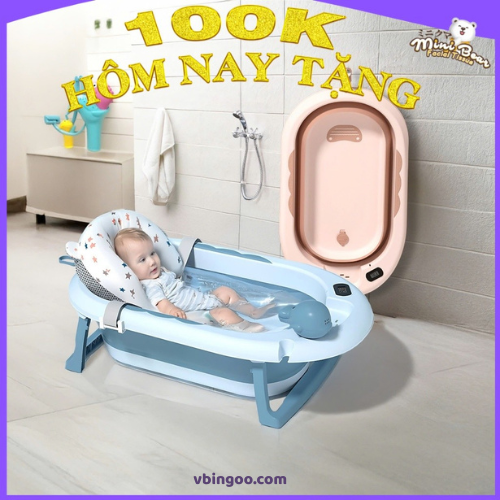 chau tam cho be MiniBear Nhat Ban Gap gon chậu tắm cho bé MiniBear Nhật Bản Gấp gọn