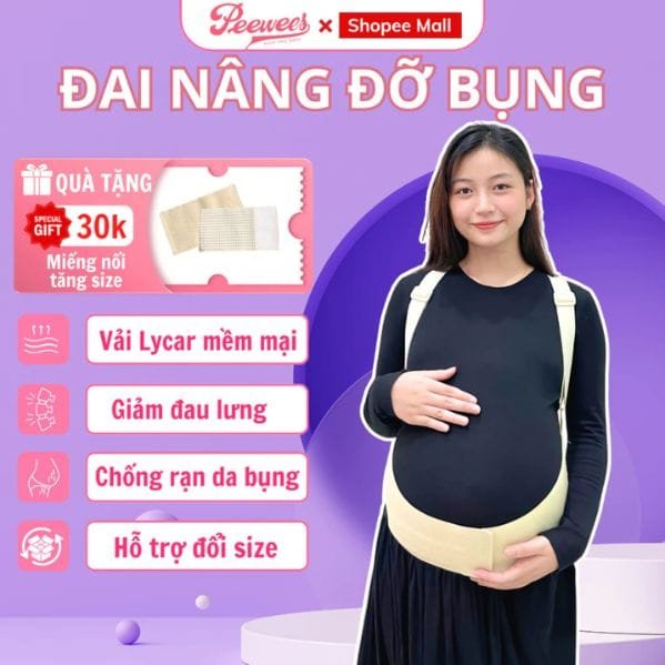 dai nang do bung cho me bau PEEWEES đai nâng đỡ bụng cho mẹ bầu PEEWEES