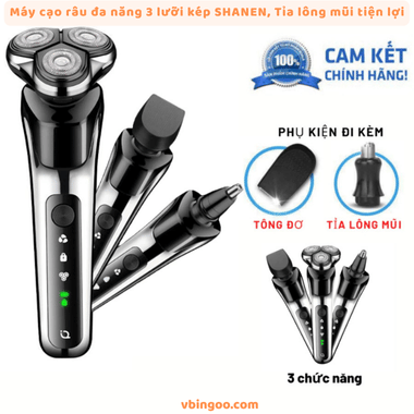 Máy cạo râu đa năng 3 lưỡi kép SHANEN, Tỉa lông mũi tiện lợi