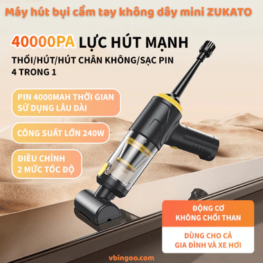 Máy hút bụi cầm tay không dây mini ZUKATO