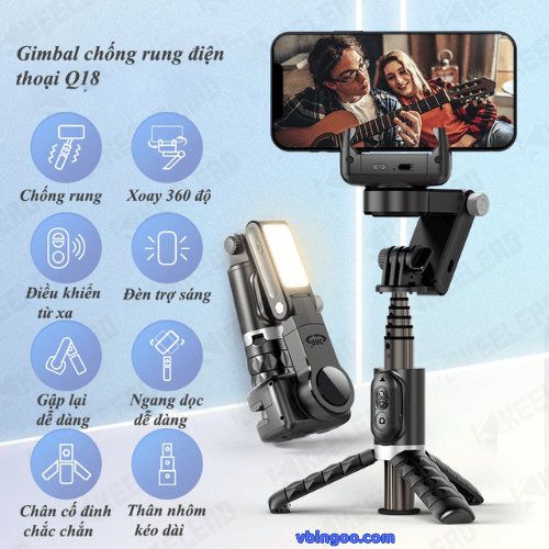Gimbal chong rung dien thoai Q18 Gimbal chống rung điện thoại Q18