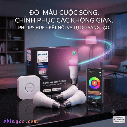Bong den thong minh Philips Hue White Ambiance E27 LED Bulb Bóng đèn thông minh Philips Hue White Ambiance E27 LED Bulb