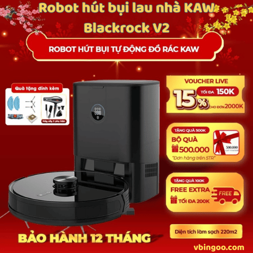 Robot hut bui lau nha KAW Blackrock V2 Robot hút bụi lau nhà KAW Blackrock V2