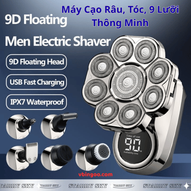 Máy Cạo Râu, Tóc, 9 Lưỡi Thông Minh