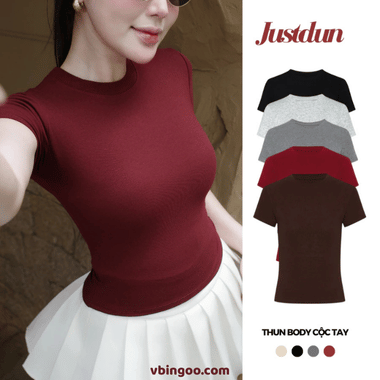 Áo thun ôm body cotton lông mịn co giãn Justdun B18