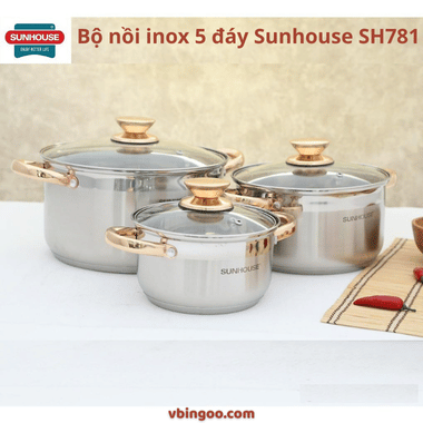 Bộ nồi inox 5 đáy Sunhouse SH781