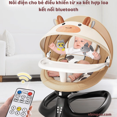 Nôi điện cho bé điều khiển từ xa kết hợp loa kết nối bluetooth