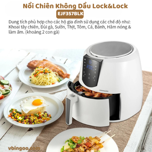 Noi Chien Khong Dau LockLock EJF357BLK Nồi Chiên Không Dầu Lock&Lock EJF357BLK