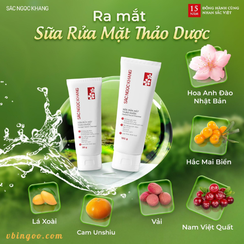 Combo 2 Sua Rua Mat Thao Duoc Sac Ngoc Khang Combo 2 Sữa Rửa Mặt Thảo Dược Sắc Ngọc Khang