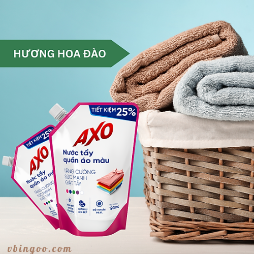 Nuoc tay quan ao mau danh bay vet ban AXO Nước tẩy quần áo màu đánh bay vết bẩn AXO