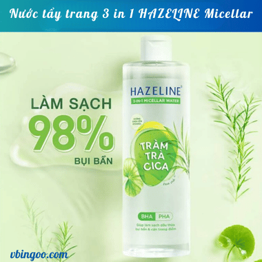 Nước tẩy trang 3 in 1 HAZELINE Micellar
