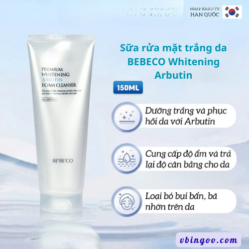Sua rua mat trang da BEBECO Whitening Arbutin Sữa rửa mặt trắng da BEBECO Whitening Arbutin