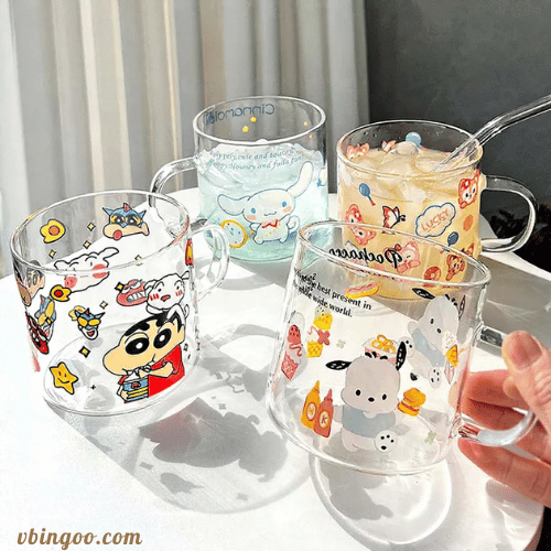 Cốc Thủy Tinh In Hình Cún Nhỏ Cute