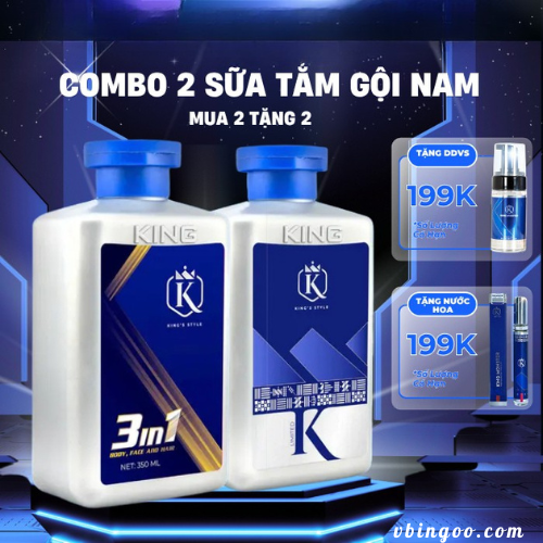 Combo 2 sua tam goi nam huong nuoc hoa KING MONSTER Combo 2 sữa tắm gội nam hương nước hoa KING MONSTER