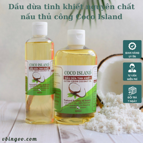 Dau dua tinh khiet nguyen chat nau thu cong Coco Island Dầu dừa tinh khiết nguyên chất nấu thủ công Coco Island